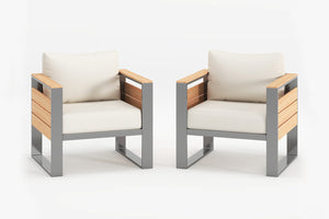 2 Piece Aluminum Patio Armchair Set