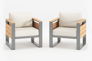 2 Piece Aluminum Patio Armchair Set