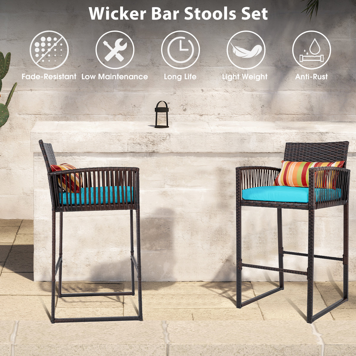 Outdoor Wicker Bar Stools
