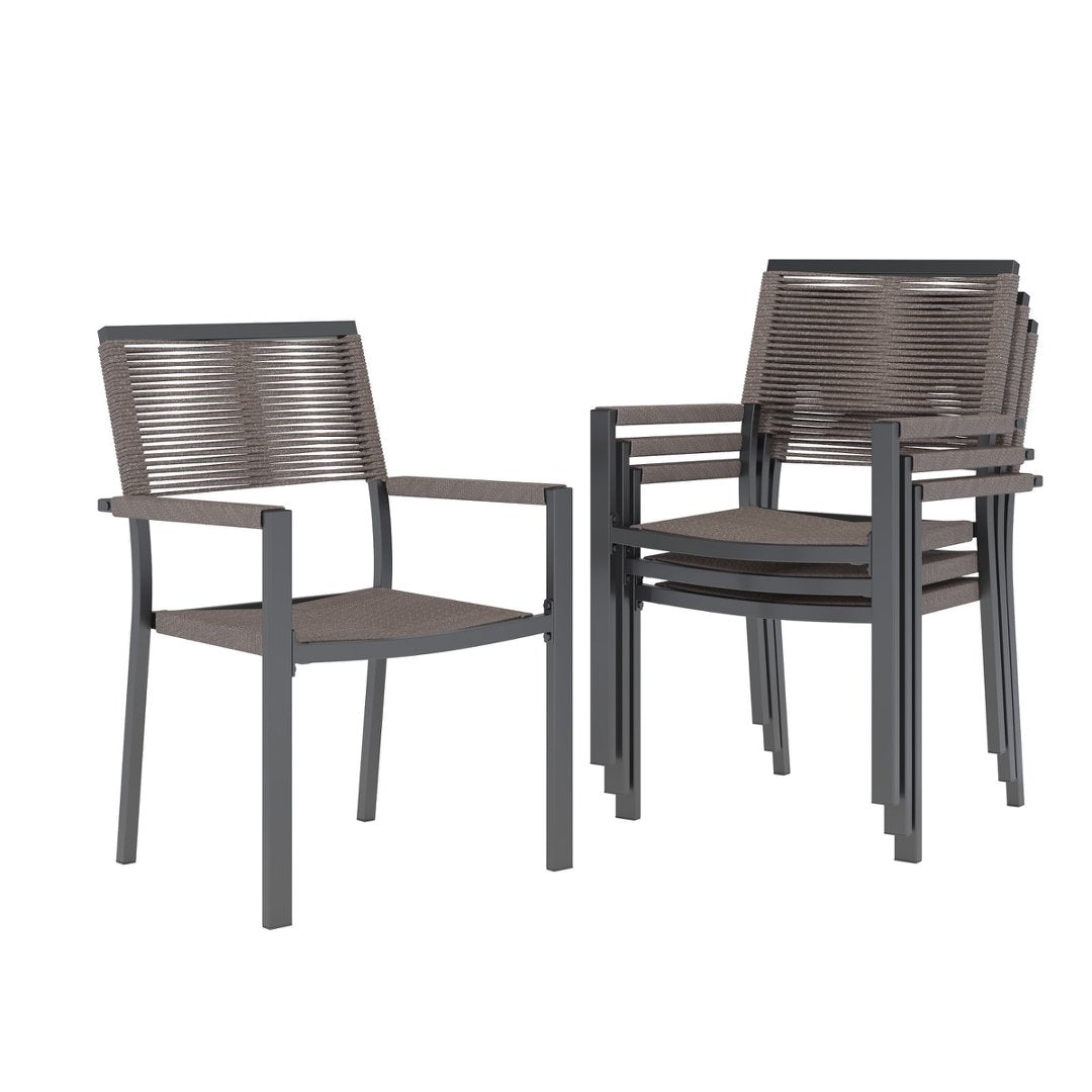 Sundale Outdoor 4/6-pcs Wicker Patio Dining Chairs Metal Frame with Cushions