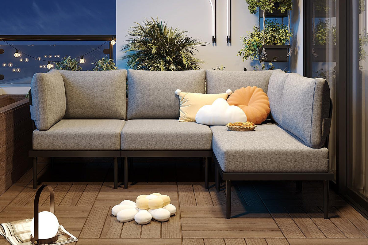 4_Pcs_round_tube_sofa on the balcony.#color_gray