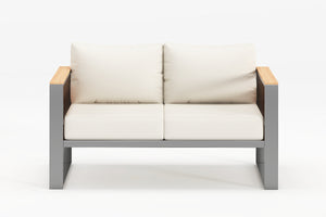 Aluminum Patio Loveseat with Washable Thick Cushion