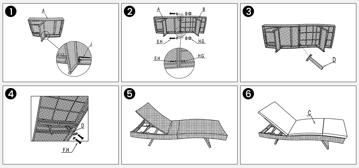 wicker chaise lounge install