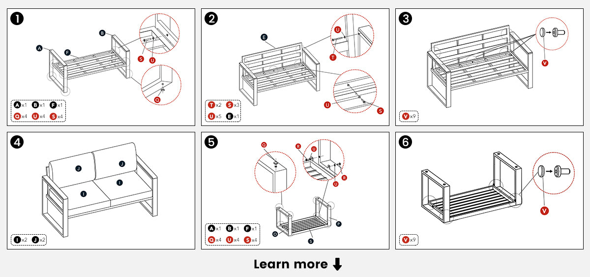 aluminum loveseat table install