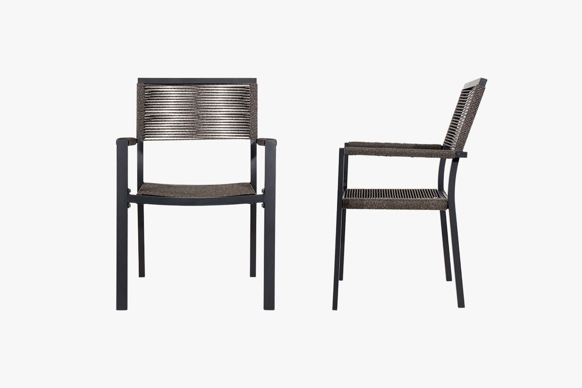 2 PCS Patio Dining Chairs with Metal Frame and Armrests