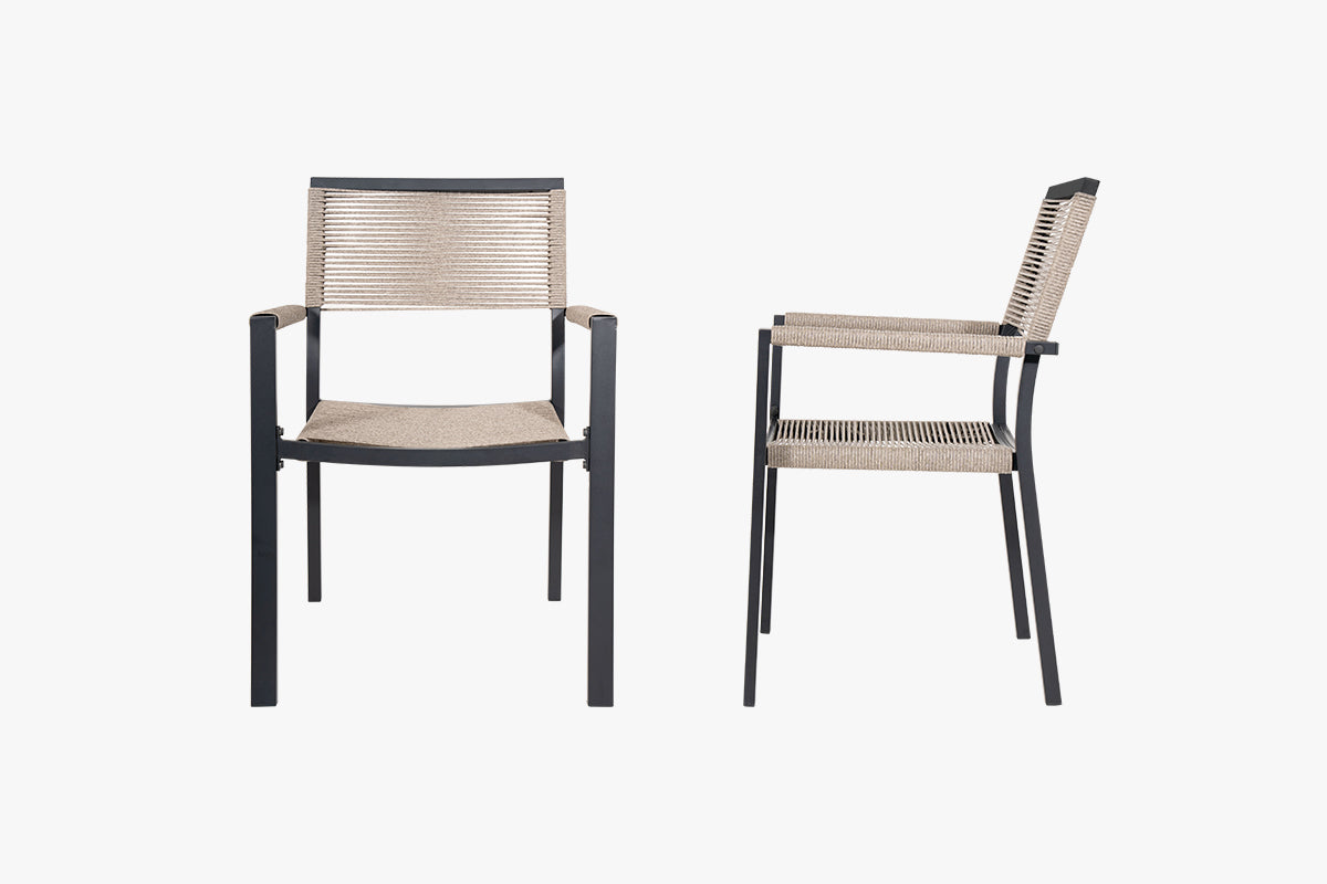 2 PCS Patio Dining Chairs with Metal Frame and Armrests - Thumbnail 2