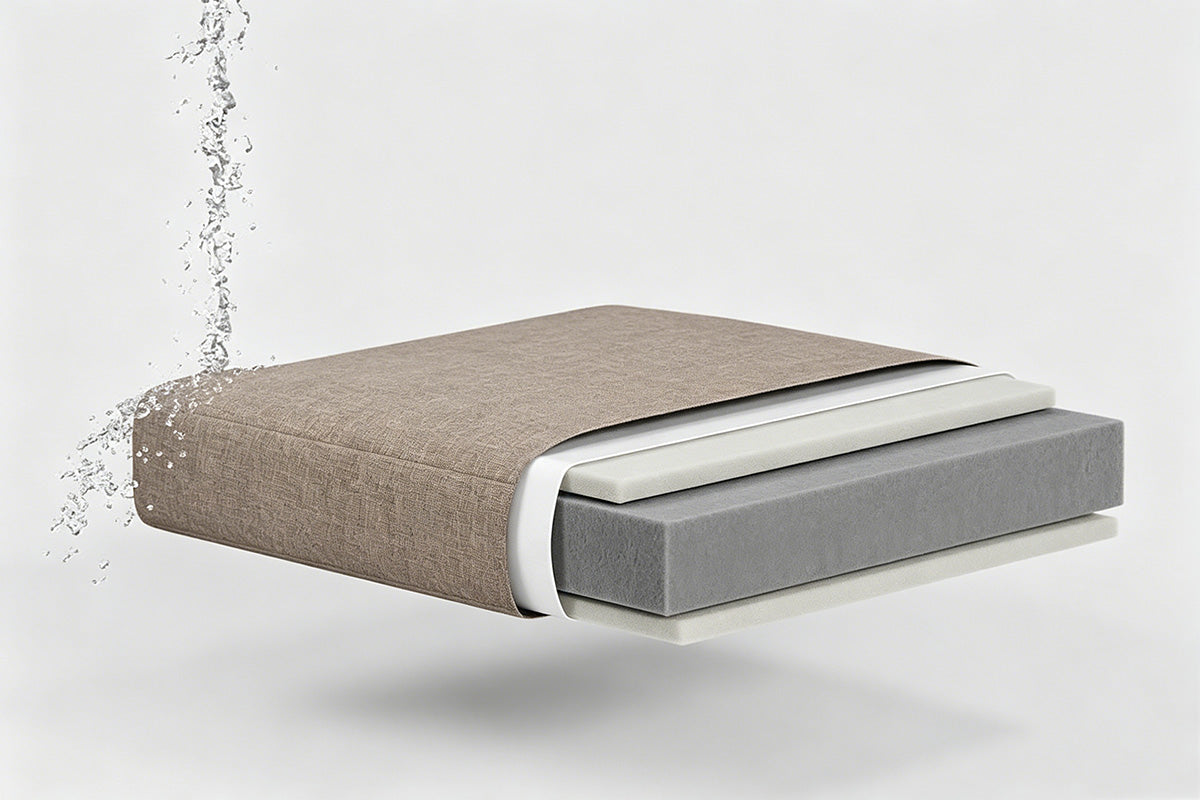 Mattress with a water flow on a white background.#color_warm gray