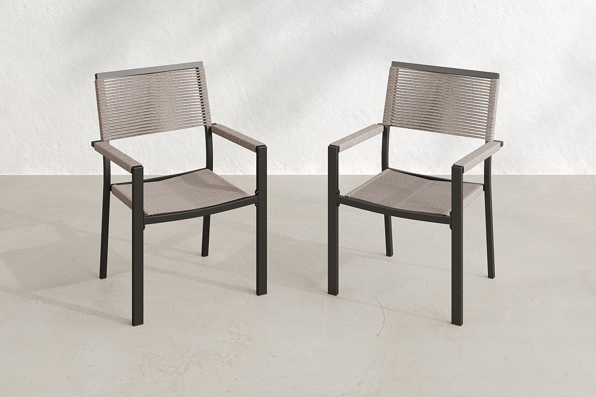 2 PCS Patio Dining Chairs with Metal Frame and Armrests - Thumbnail 4