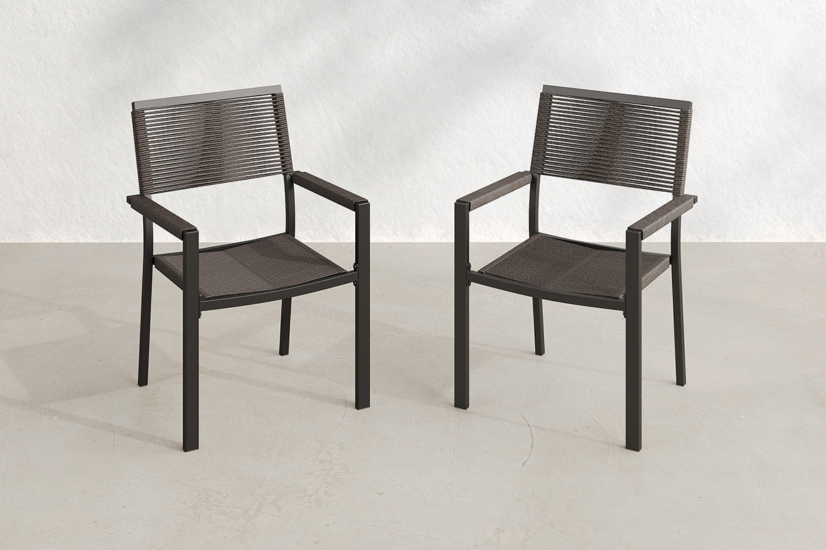 2 PCS Patio Dining Chairs with Metal Frame and Armrests - Thumbnail 5