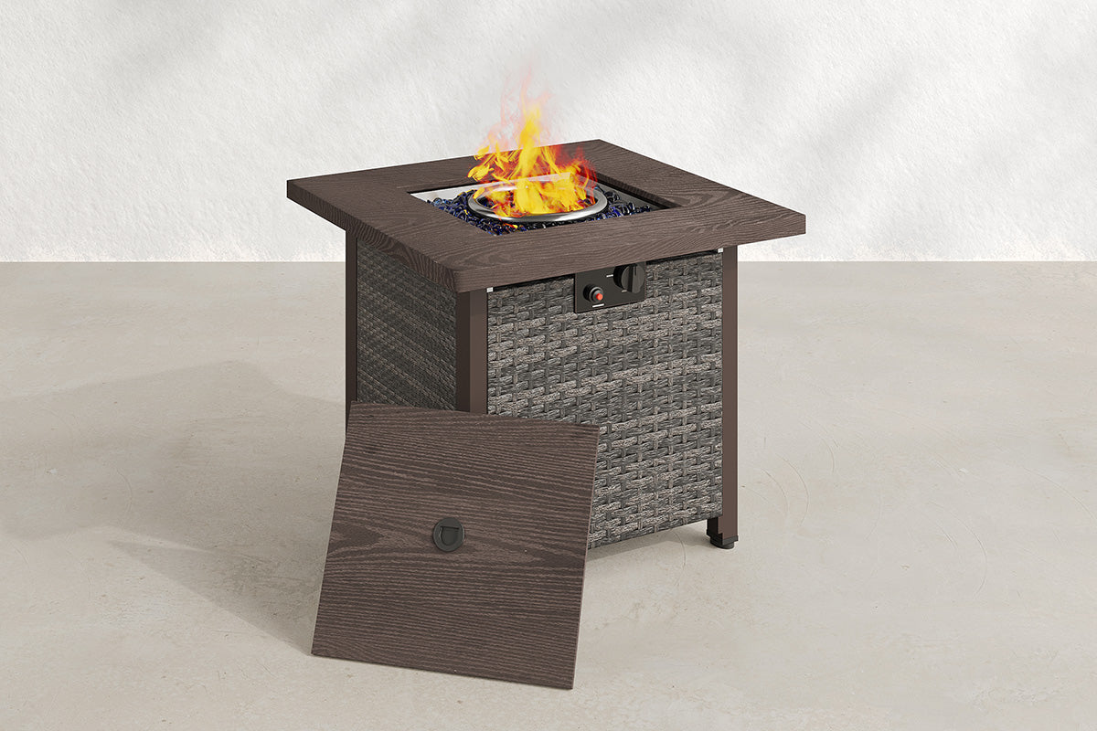 28 Inch Outdoor Fire Pit Table with Rain Cover - Thumbnail 2