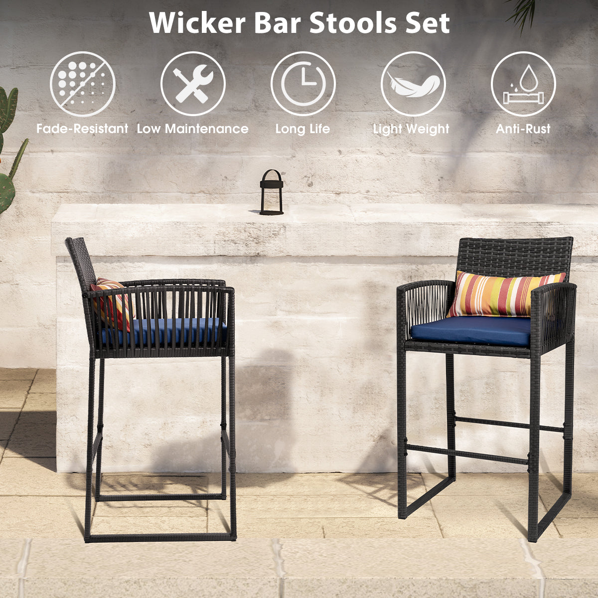 Outdoor Wicker Bar Stools