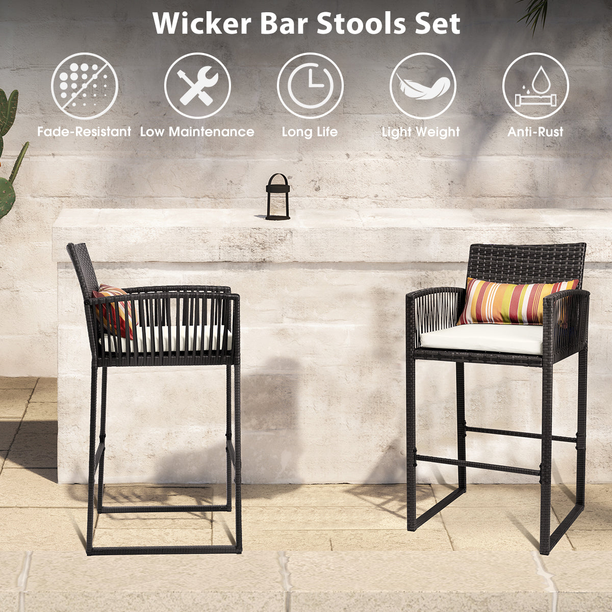 Outdoor Wicker Bar Stools