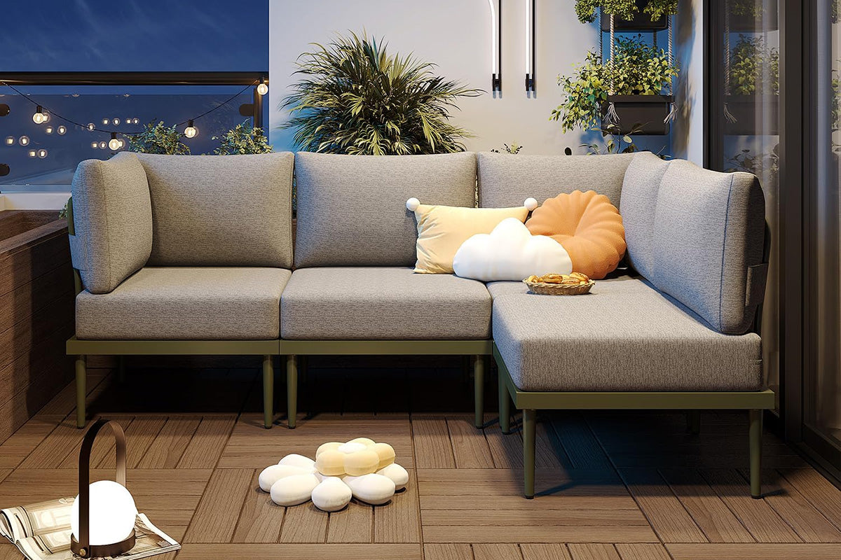 4_Pcs_round_tube_sofa_green on the balcony.#color_green