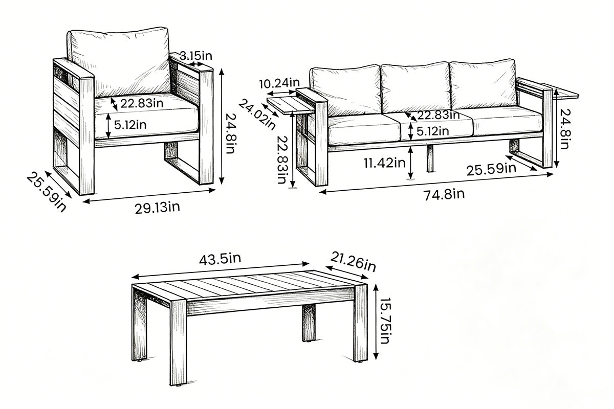 size chart for 5-Seats_Aluminum_Outdoor_Conversation_Set_with_Coffee_Table