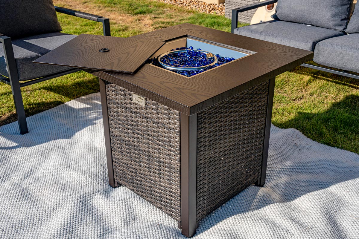 28 Inch Outdoor Fire Pit Table with Rain Cover