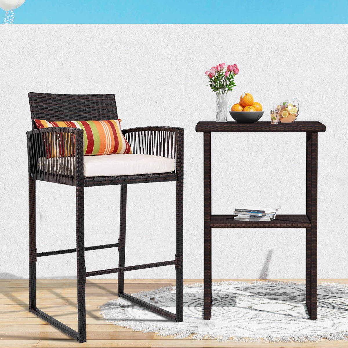 Outdoor Wicker Bar Stools