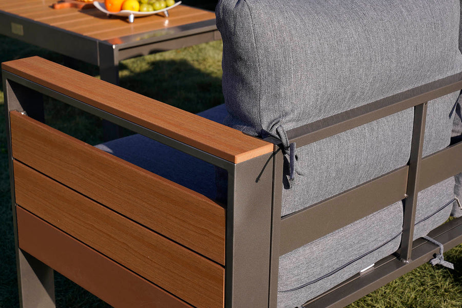 Aluminum Patio Loveseat with Gray Thick Cushion is in the meadows.