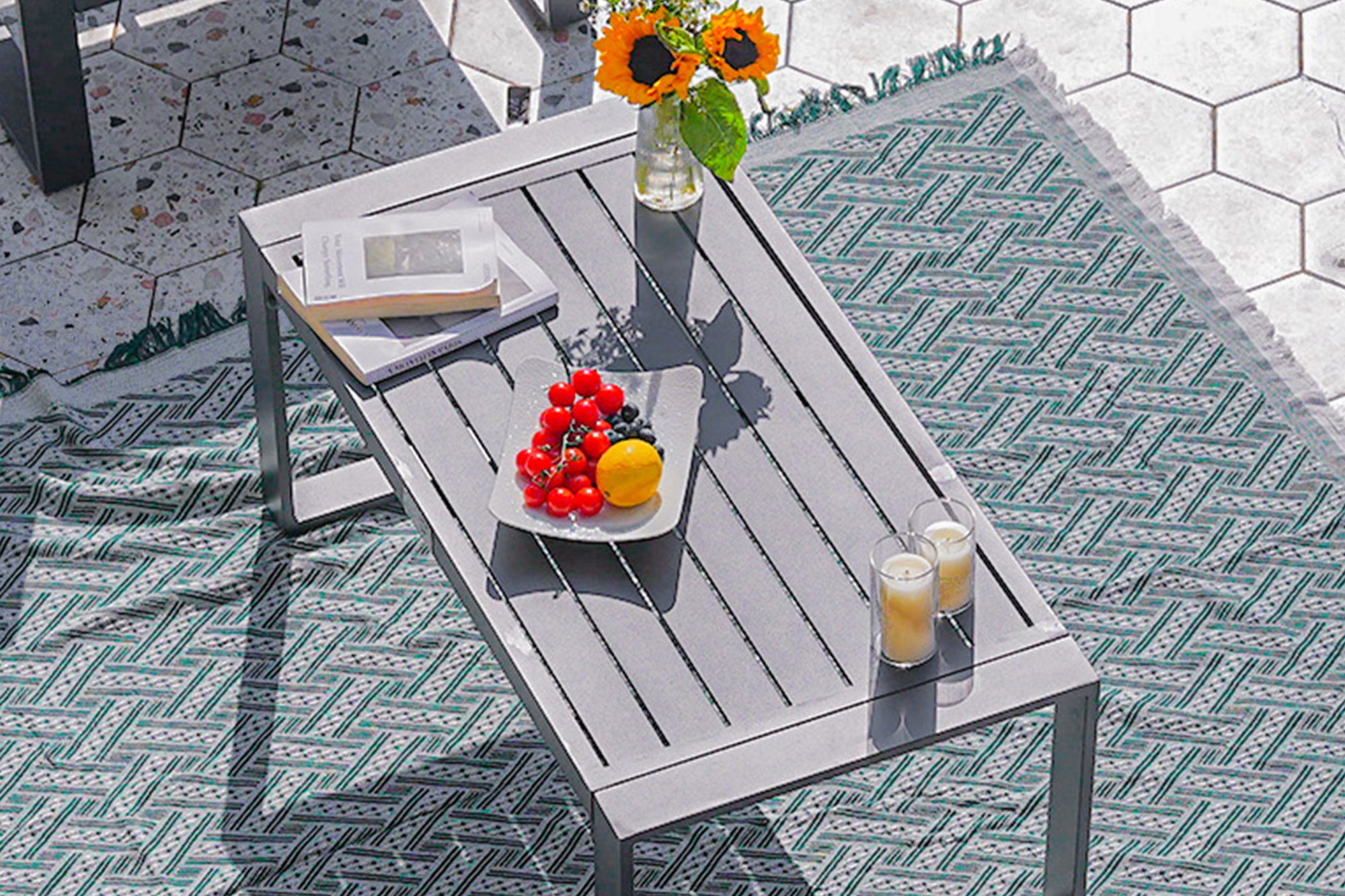 Sundale Outdoor 40 Inch Aluminum Rectangle Patio Coffee Table