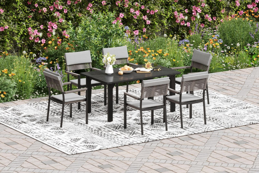 Sundale Outdoor 4/6-pcs Wicker Patio Dining Chairs Metal Frame with Cushions