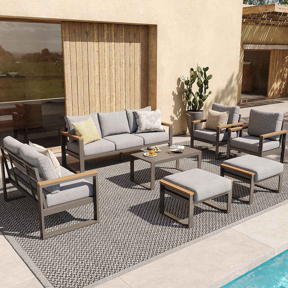 7 Pcs Aluminum Outdoor Conversation Set with Table